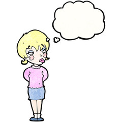 cartoon bored woman imagining