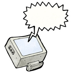 cartoon television with speech bubble