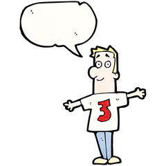 cartoon man in number three shirt