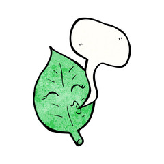cartoon leaf with speech bubble