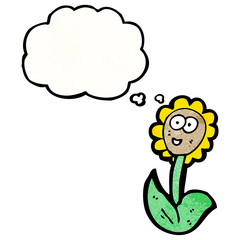 cartoon flower with thought bubble