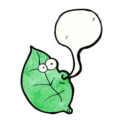 cartoon leaf with speech bubble