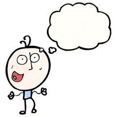 excited doodle man with thought bubble