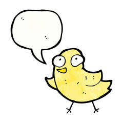 cartoon funny bird with speech bubble