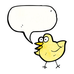 cartoon funny bird with speech bubble