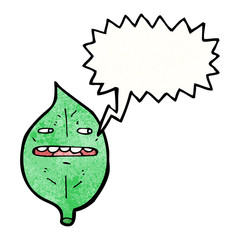 cartoon leaf with speech bubble
