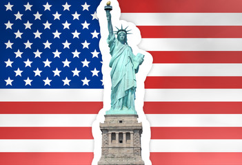 Unites States Flag Statue of Liberty