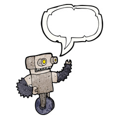 cartoon robot with speech bubble
