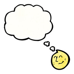 happy face with thought bubble cartoon