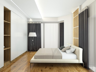 Modern interior of a bedroom 3d rendering