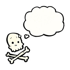 skull and crossbones with thought bubble