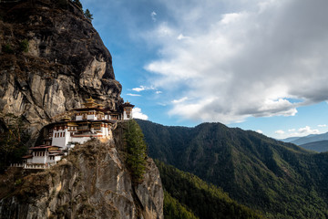Tiger's nest monastery or Taktsang  Monastery  is a Buddhist temple complex which clings to a cliff, 3120 meters above the sea level on the side of the upper Paro valley, Bhutan.
