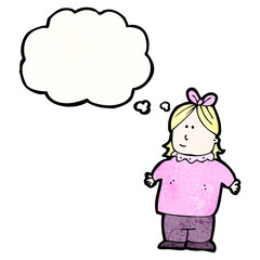 fat woman with thought bubble cartoon