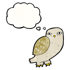 cartoon wise owl with thought bubble