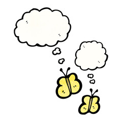 cartoon butterflies with thought bubbles