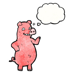 cartoon pig with thought bubble