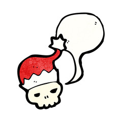 cartoon skull wearing christmas hat