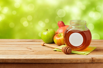 Jewish holiday Rosh Hashana (new year) celebration with honey