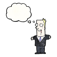 cartoon businessman with thought bubble