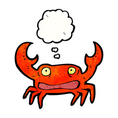 cartoon crab with thought bubble