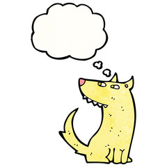 cartoon dog with thought bubble