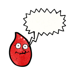 cartoon blood drop with speech bubble