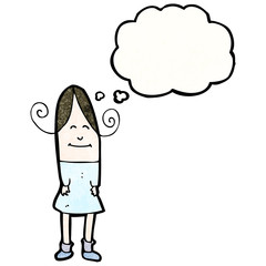 cartoon woman with thought bubble