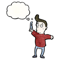 cartoon man combing hair