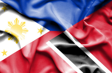 Waving flag of Trinidad and Tobago and Philippines