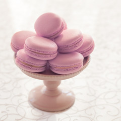 Macarons glass bowl on white background