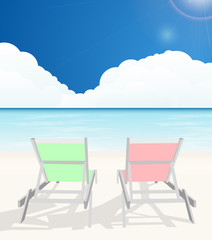 Deck chairs on beach