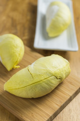 yellow Durian on wood table