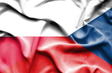 Waving flag of Czech Republic and Poland