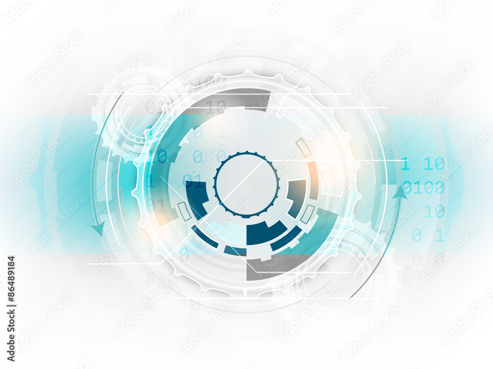 Fototapete Technology abstract vector background with gear and space for your content