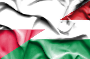 Waving flag of Hungary and Poland