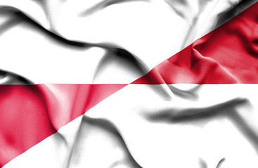 Waving flag of Indonesia and Poland