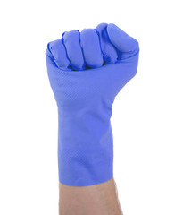 Rubber glove, making fist