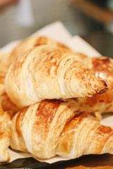 Closeup of croissants for breakfast