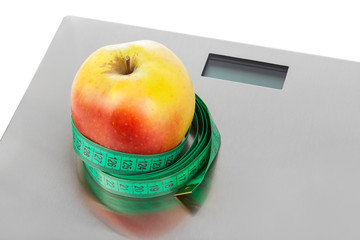 Weight scale and fruits