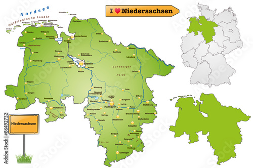 "Karte von Niedersachsen" Stockfotos und lizenzfreie Vektoren auf