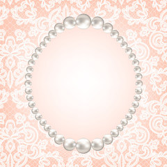 pearl frame on lace background