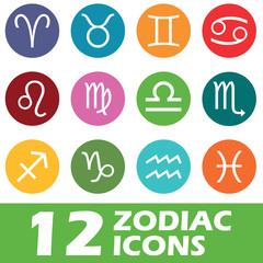 Colored round zodiac icon set