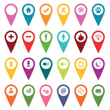 Colored map markers icon set