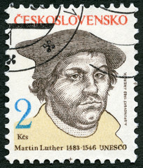 CZECHOSLOVAKIA - 1983: shows Portrait of Martin Luther (1483-1546), friar, priest and professor