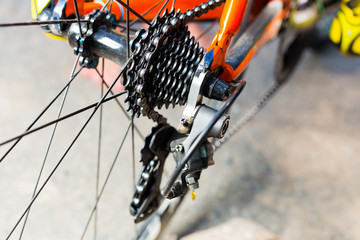 System gear on the rear wheel and chain tension