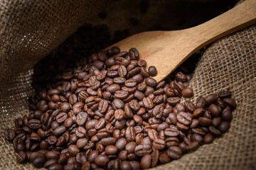 sack bag with coffee arabica