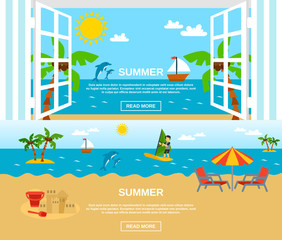 Summer And Beach Banners Set