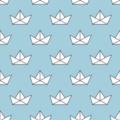 seamless paper boat pattern