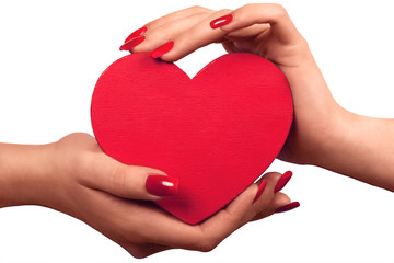 Obraz premium Heart in hands isolated on white