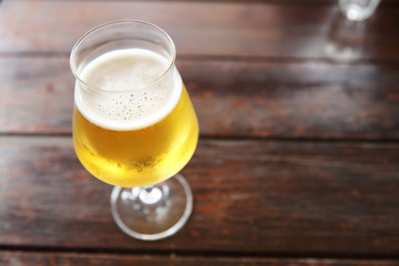 beer on wood background
